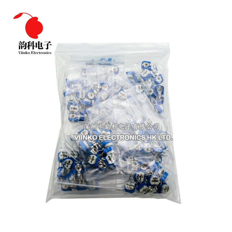 130pcs Trimming Potentiometer RM-063 vertical adjustment 100ohm-1Mohm RM063 Variable Resistors Assorted Kit 13Type*10pcs=130pcs