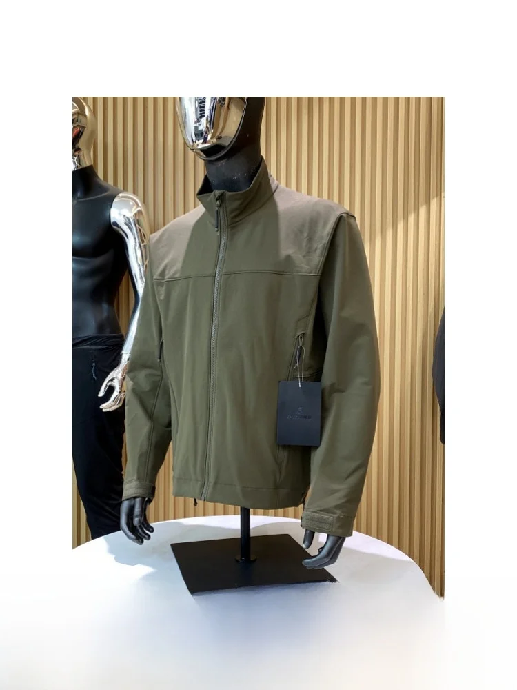 Tactical Soft  Jacket Men's Outdoor Functional Stand Collar Zip Design 3D Tailoring Breathable Long Sleeve Casual Style