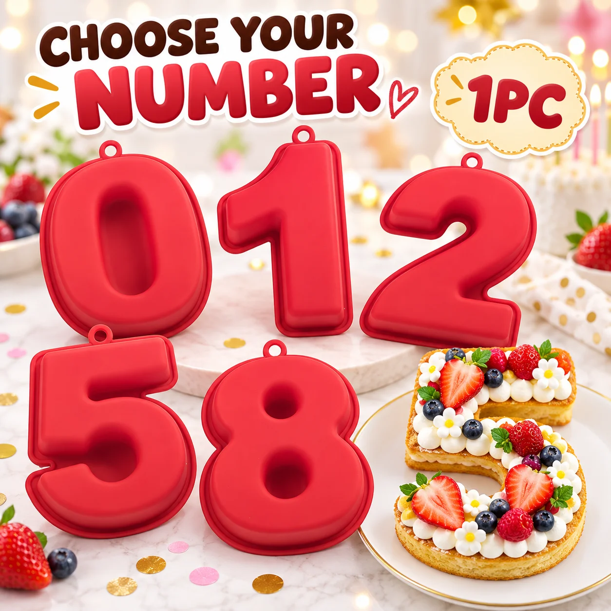 1PC Silicone Number Cake Mold 0 or 2 Birthday Baking Pan DIY Dessert Mousse Chocolate Mold Party Cake Decorating Tool