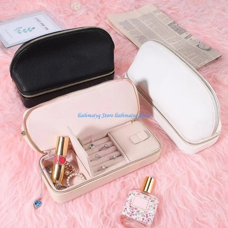 573B Jewelry Box Display Travel Double-Layer Cases Simple Rings Storage Box Portable Jewelry Earrings Holder