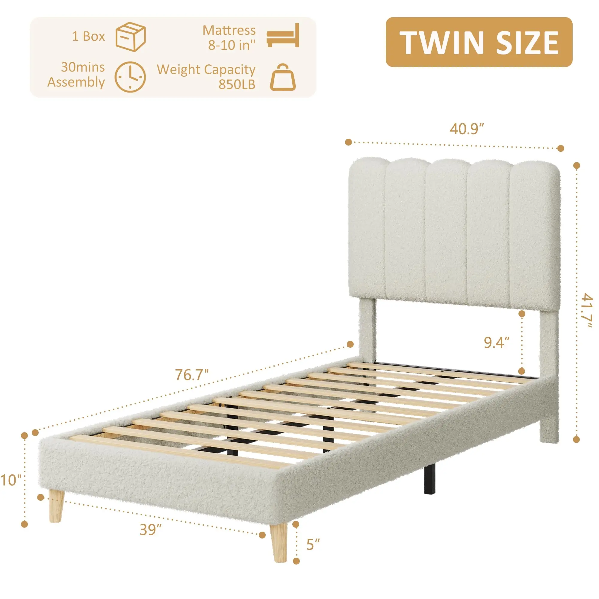 Wave Upholstered Twin Bed 2