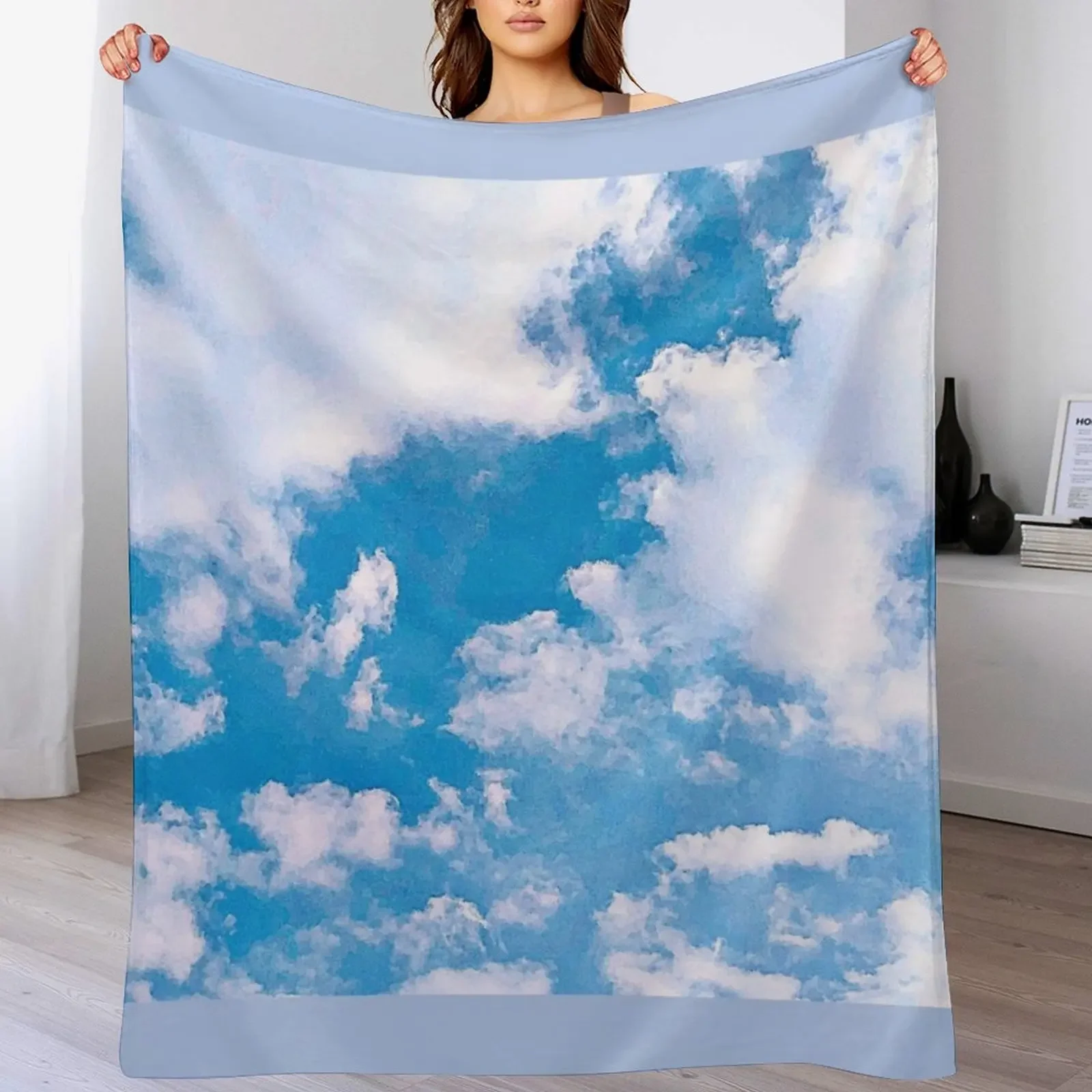 Blue Sky and Pretty Clouds Throw Blanket Lightweight Warm Blanket for Travel Camping