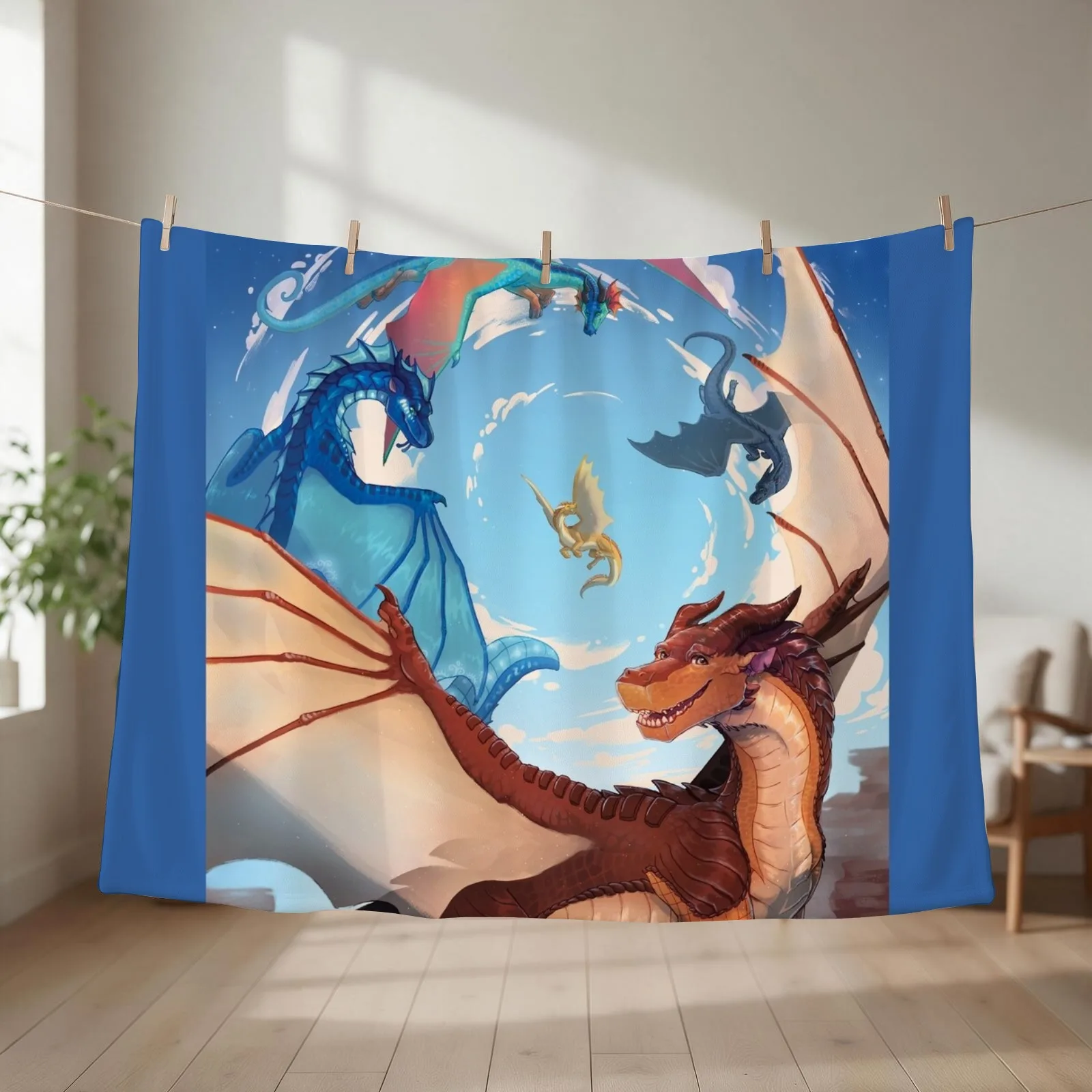 Wings of Fire - Clay and the Dragonets of Destiny Throw Blanket couch cozy soft plush fuzzy picnic outdoor blanket