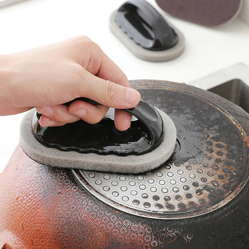 Kitchen Magic Cleaning Sponge Brush, Multi‑Purpose Melamine Sponge Descaling Brush Strong Decontamination for Pot Pan Cleaner