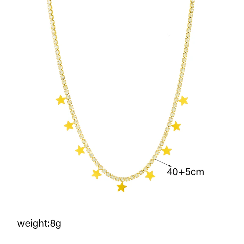 DIEYURO 316L Stainless Steel Star Pentagram Pendant Necklace For Women Luxury Zircon Choker Neck Chain Waterproof Jewelry Gifts - Detail 1