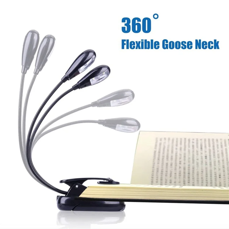 

ATSQ-8Pcs Music Stand Light Clip On LED Book Lights Dual Arm Reading Lights For Books In Bed 360 Degree Adjustable Clip