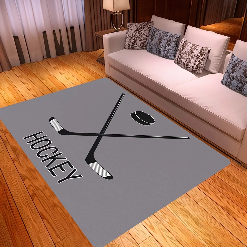 Ice hockey cross pattern Flannel-printed floor mats are slip-resistant Suitable for living room bedroom terrace garden carpets