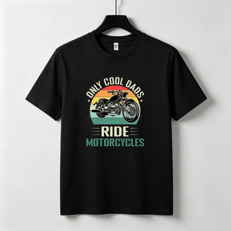 Cool Dad Motorcycle T-Shirt Unisex Ride Motorcycles Retro Graphic Tee Vintage Sunset Casual Cotton Dad Gift  Harajuku Y2k Top