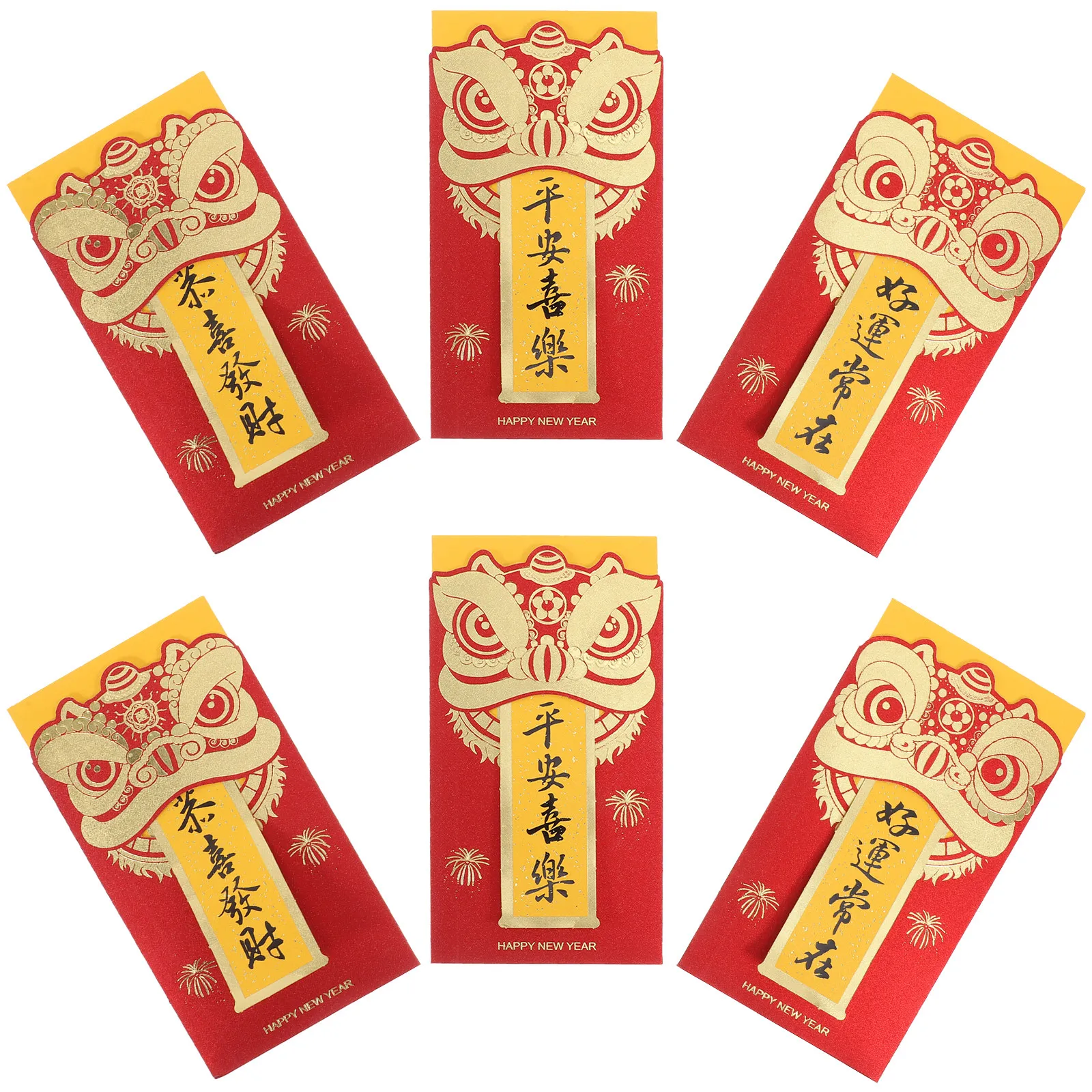 

6 шт. красных конвертов Хунбао для денег, свадебные украшения, китайский Новый год