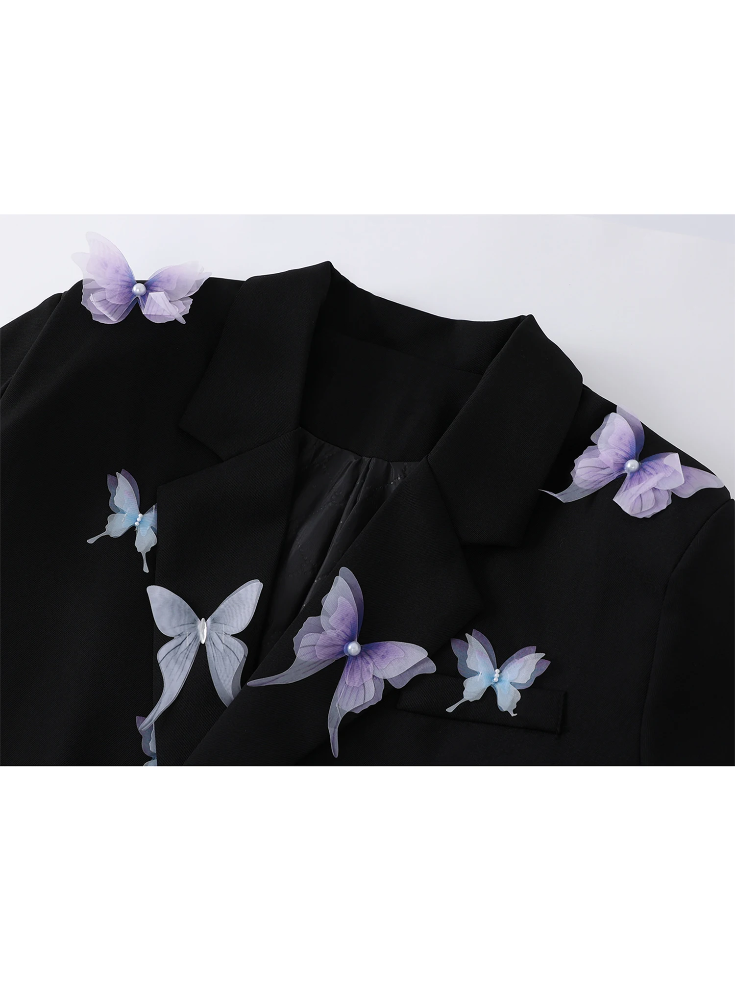 Women Black Gothic Butterfly Blazer Jacket Y2k 2000s Vintage Suit Coat Long Sleeve Single Breasted Oversize Outerwear Autum 2025