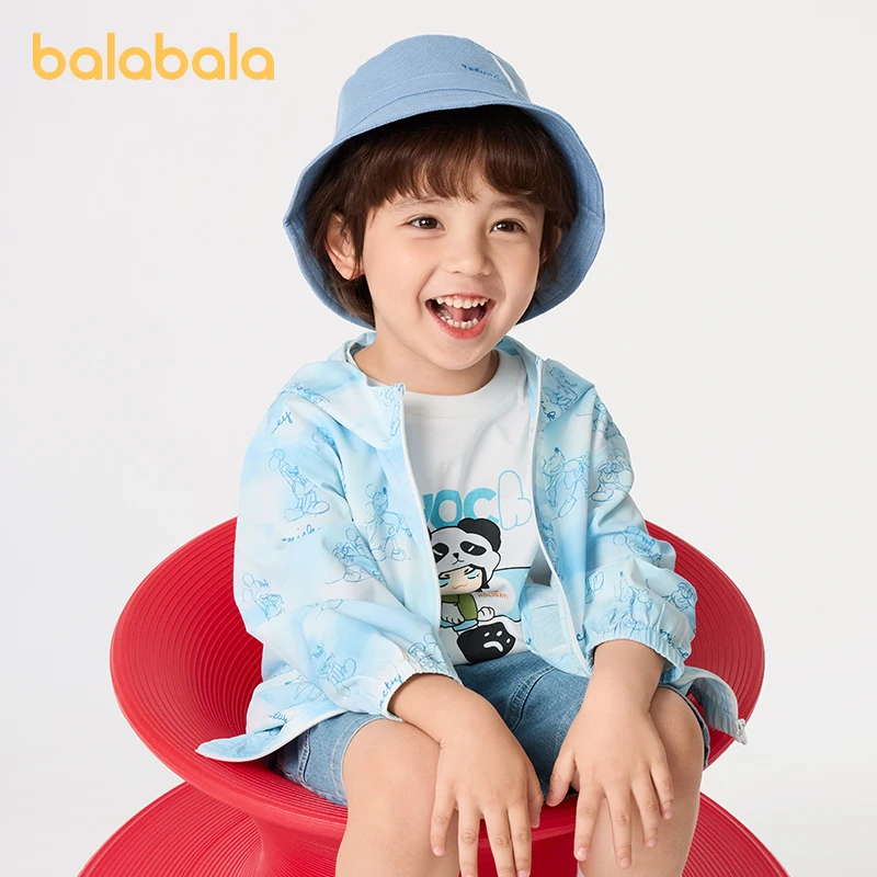 

Balabala Disney IP Kids Jacket Boys Girls Lightweight Sun Protection Outerwear UPF50+ 2025 Summer New Outdoor Travel Coat