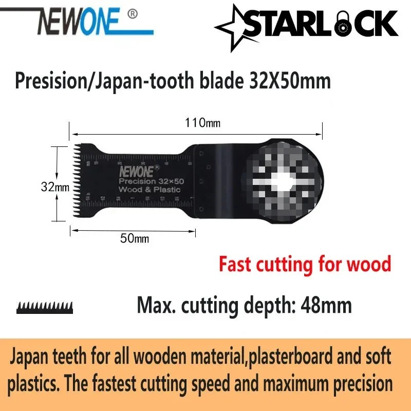 Imagem -03 - Newone Starlock Compatível para 32*50 mm Comprimento Precision Japão Teech Saw Blades Ferramentas Oscilantes Multi-ferramenta de Corte de Madeira