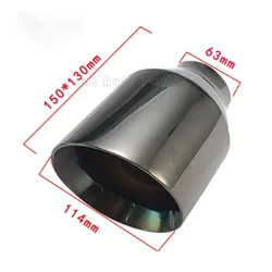 63mm muffler tail throat 114mm slant Double Wall outlet stainless steel exhaust tip end pipe black blue