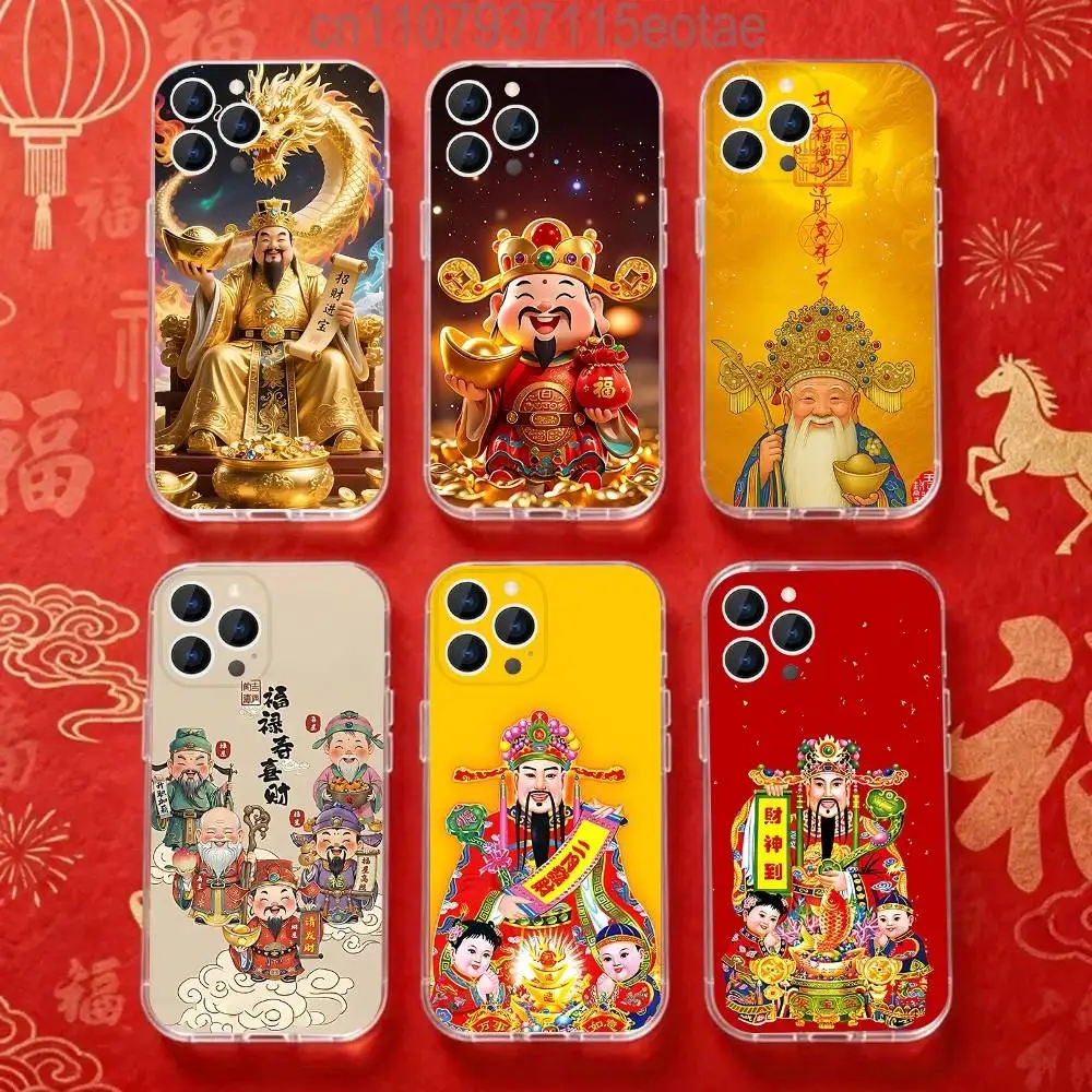 

God of Wealth in Ancient China rich Case For iPhone 17,16,15,14,13,12,11 Pro,Max,Plus,X,XS,XR,SE4,E Mini Transparent Soft Cover