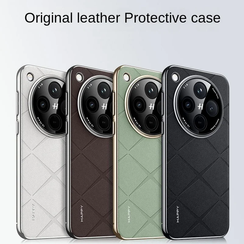 Premium Grid Texture Plain Leather Case For OPPO Find X8 Pro X7 Ultra Business Metal Independent Button Camera Protection Cover