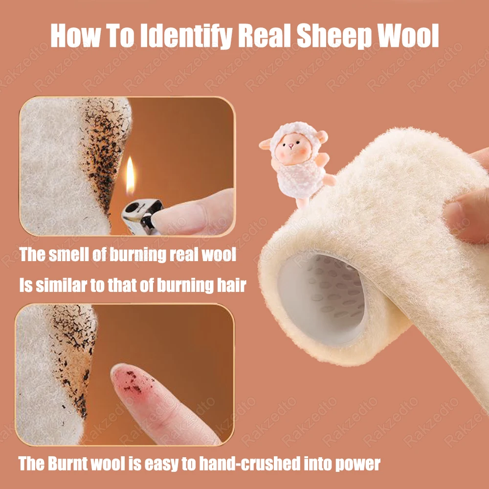 Genuine Wool Insoles for Shoes Man Woman Soft Latex Shock-absorbing Insoles Thick Fleece Warm Insoles Winter Boots Inner Soles