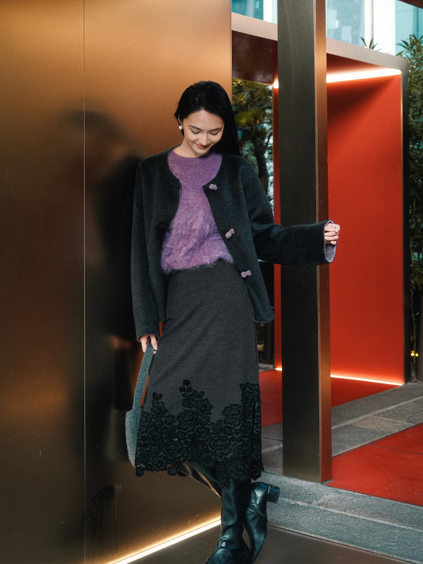 

Пальто ручной работы из двусторонней шерсти с пуговицами, теплое и элегантное, из верблюжьей шерсти и шерстяной смеси, молодежная мода WT0907