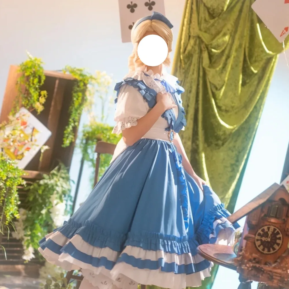 Halloween Comic Con Outfit Identity V Journalist Alice in Dreamland Cosplay Costume Elegant Blue Dress Delicate Accessories 2026