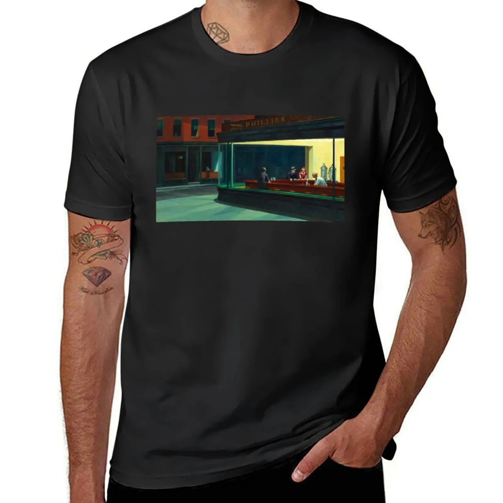 Nighthawks by Edward Hopper T-Shirt anime clothes summer top Men's clothing