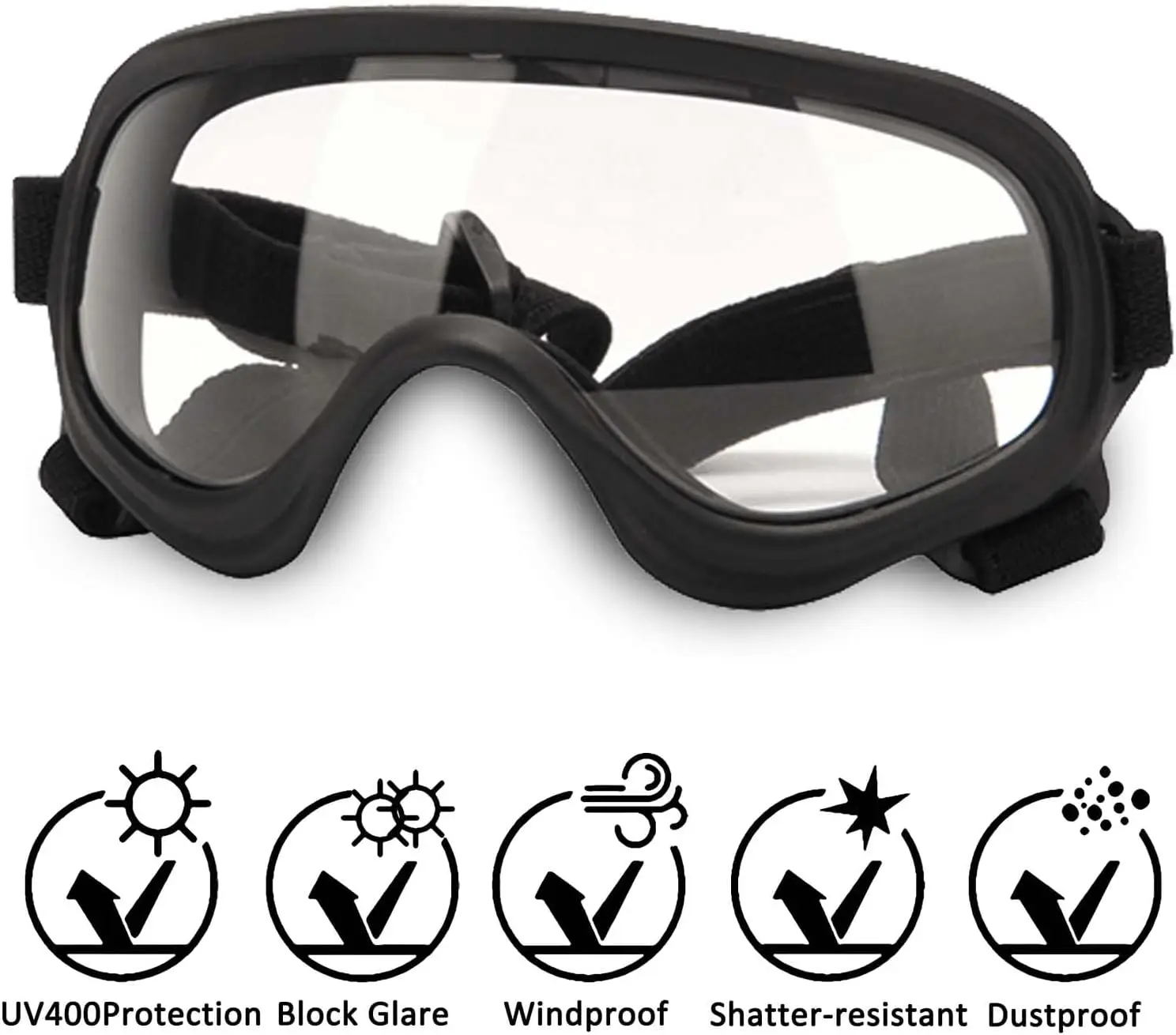 Dog Sunglasses Doggles Anti-UV Protection Pet Sunglasses Adjustable Strap Driving Bike Riding Hiking Swimming Wind Dust Fog