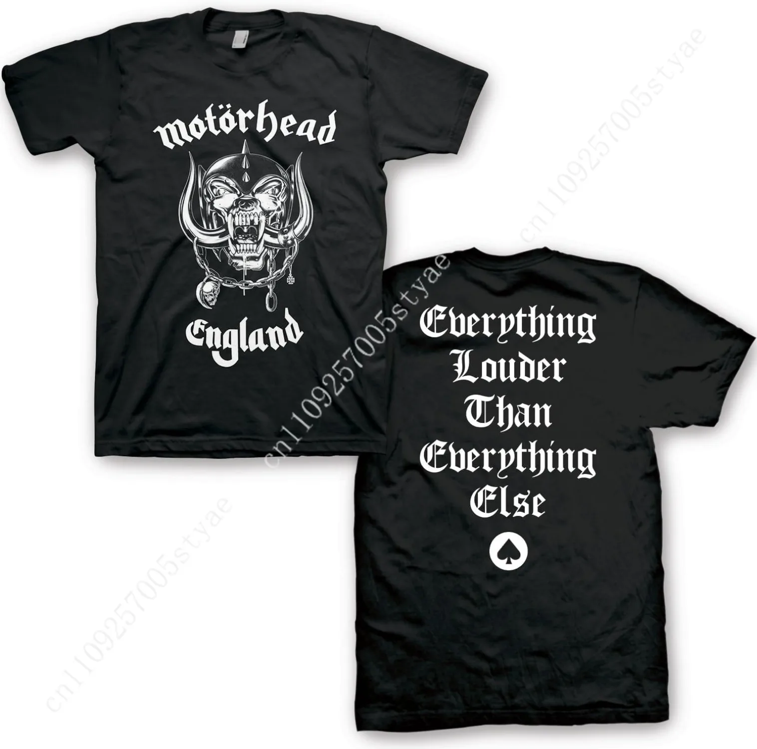 

Motorhead Everything Louder Front & Back Print Mens Black Short Sleeve T Shirt Vintage Style Graphic Tees