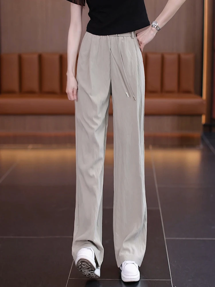 

Slim Fit Ice Silk Wide Leg Pants Women's Summer Thin High Waist Loose Drape Casual Straight Tube Yamamoto Pants