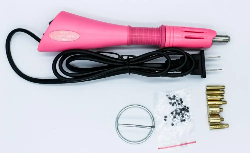 EU / US Fast Heated Hotfix Rhinestone Applicator Iron-on Wand Heat-fix Tool Gun Mixed Size Hot Fix Rhinestones Glass Decoretion