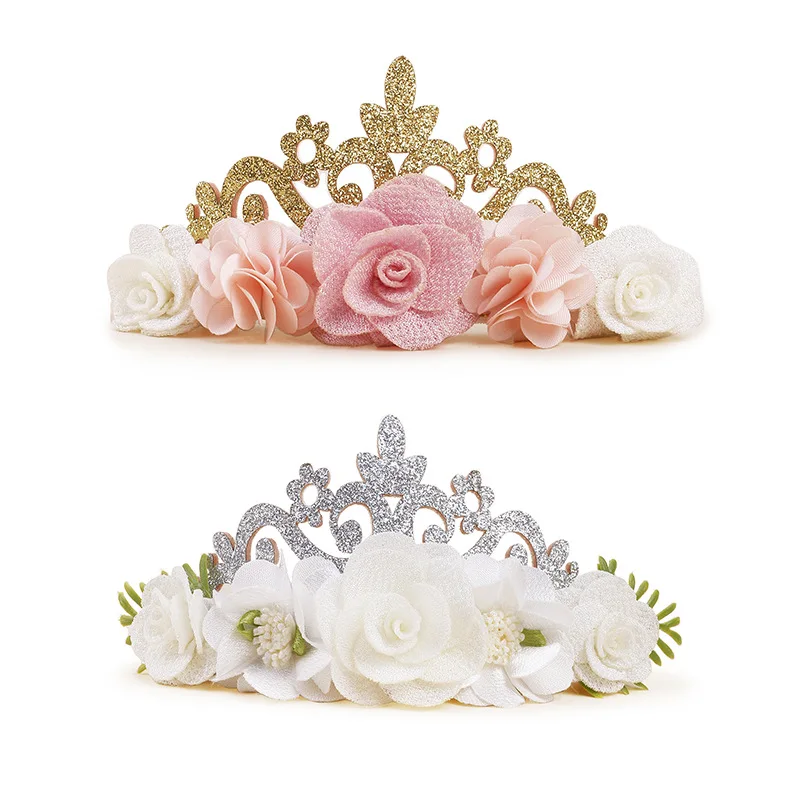 

Pack Baby Girl Floral Headbands Set 2 Pack Flower Crown Elastic Hairband Newborn Toddler Photography Headband Props