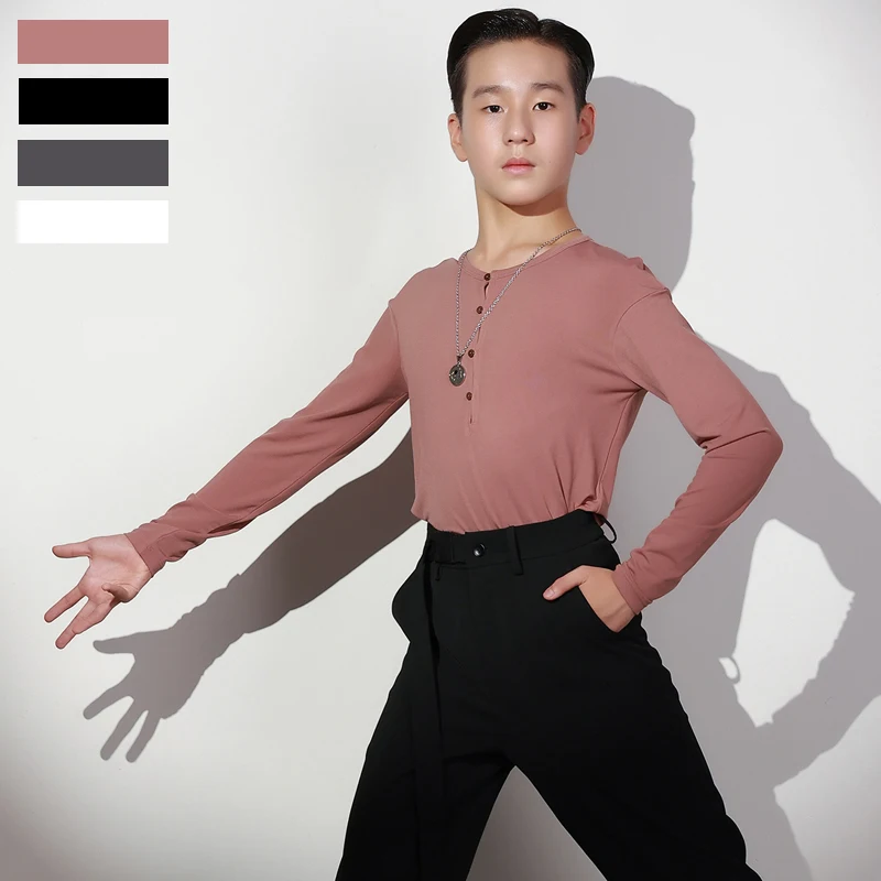 

New Latin Dance Shirt Ballroom Practice Wear Boys Long Sleeve Stage Costume Tango Tops Salsa Clothing Samba Dancewear JL4832