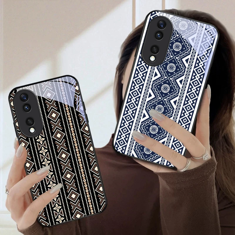 

Geometric weaving pattern For Honor Magic 4 5 6 Pro 7 X6 X9c X9 X6b X8 X9b X5b X8b 30 Pro+ 50Pro 70 90 200 Lite Glass Phone Case