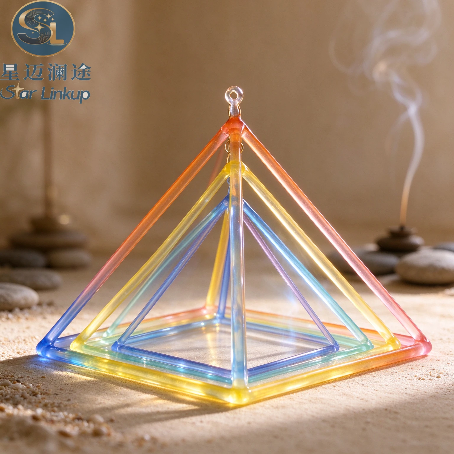 Colorful Quartz Singing Pyramid Sound Vibration Healing Instrument Chakra Balancing Percussion Tool for Yoga Meditation Sessions