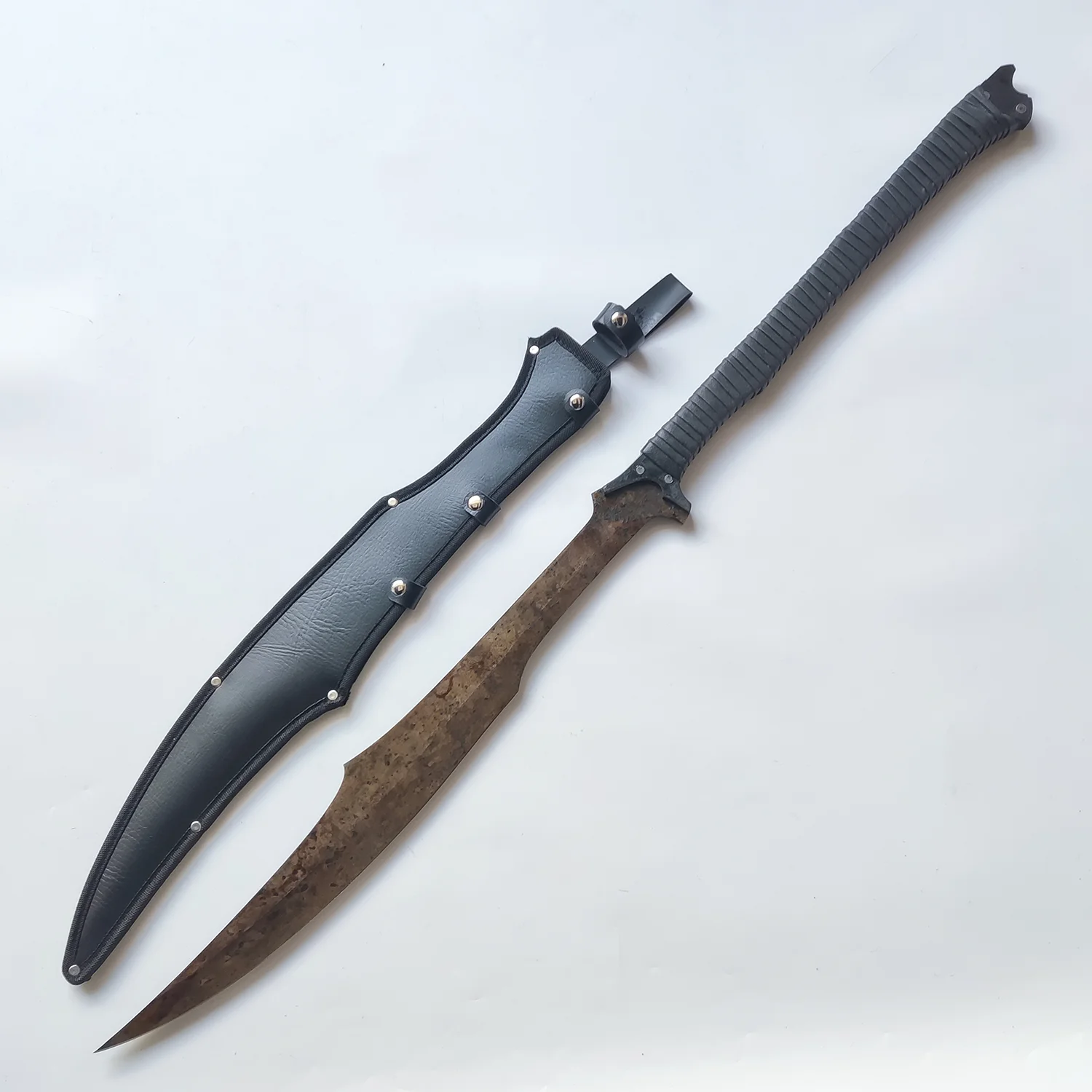 41.3 Inch Full Tang Carbon Steel Sword With Leather Sheath for Practice, Outdoor Use, Collection