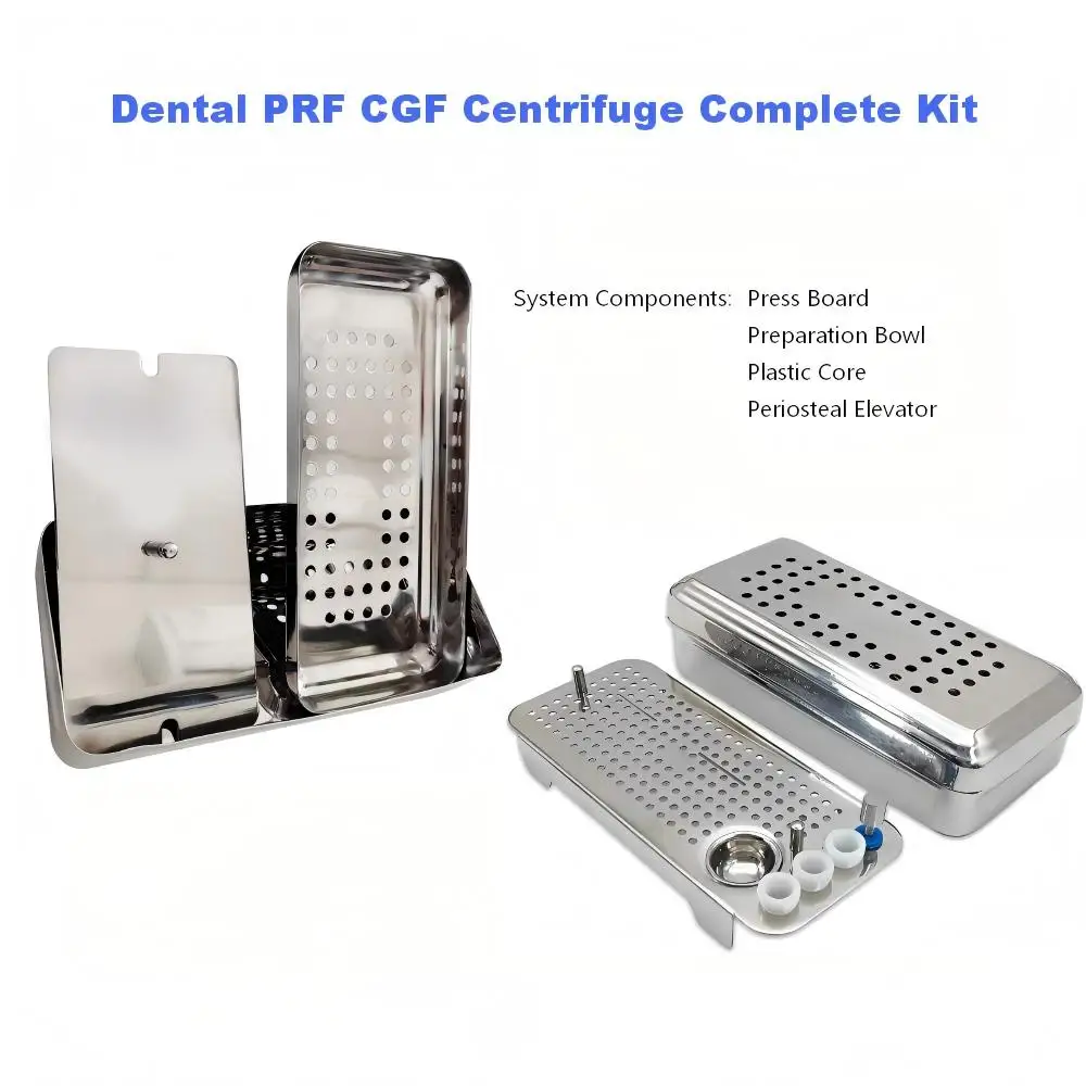 Dental PRF CGF Centrifuge Complete Kit Dental Surgery Implant Surgery Tool Kit Stainless Steel Implant Plate&Bone Membrane Box