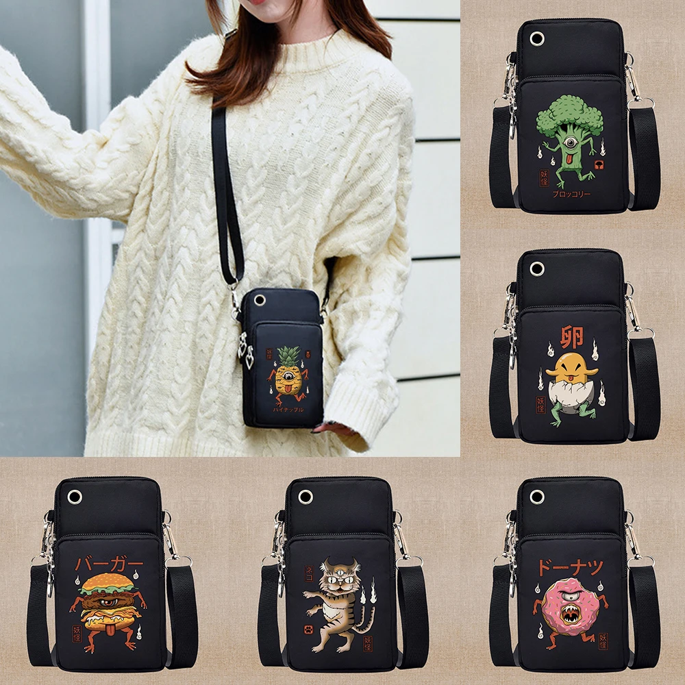 Pouch Wallet Sports Universal Mobile Phone Bag Crossbody Bags for Girls Shoulder Bag Cute Monster Pattern for xiaomi/iPhone