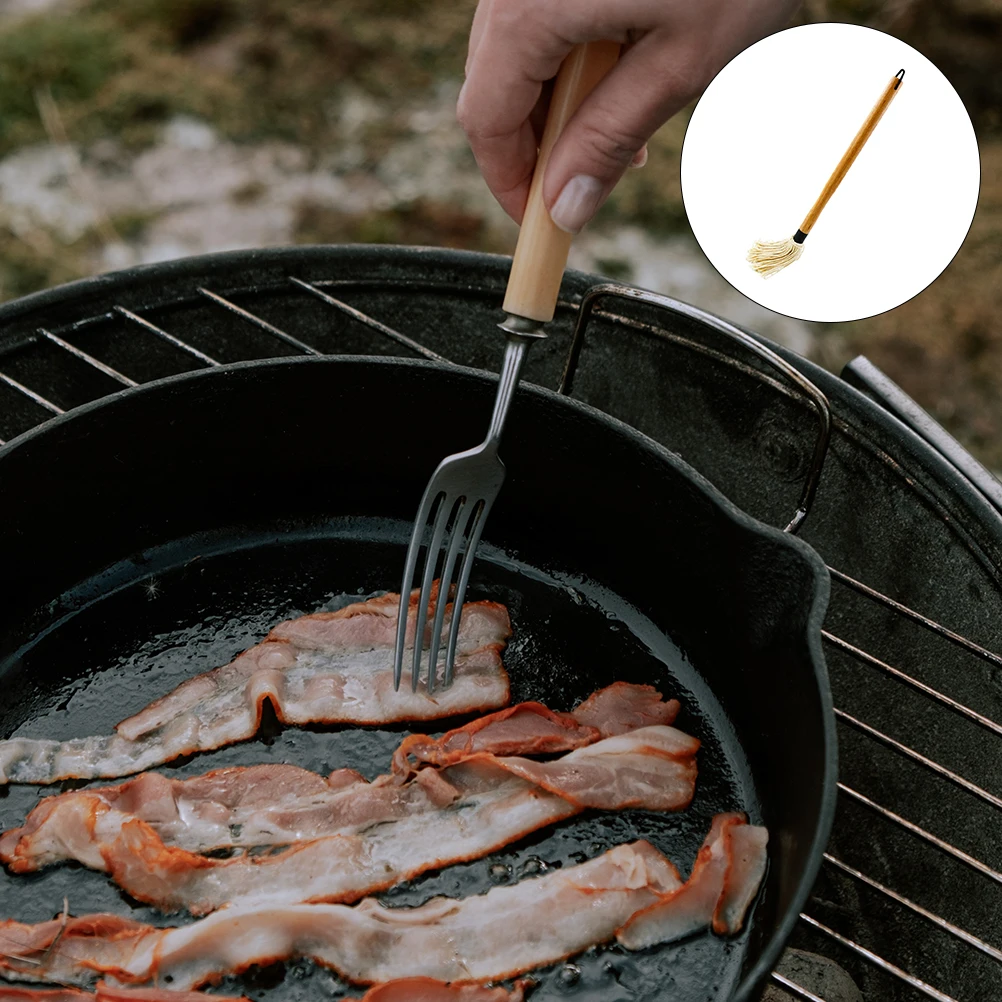

1pc Wooden Handle Bbq Basting Mop Sauce Oil Brush For Grilling Barbecue Accessories Kitchen Cooking Tools Soft Bristle Mop Head