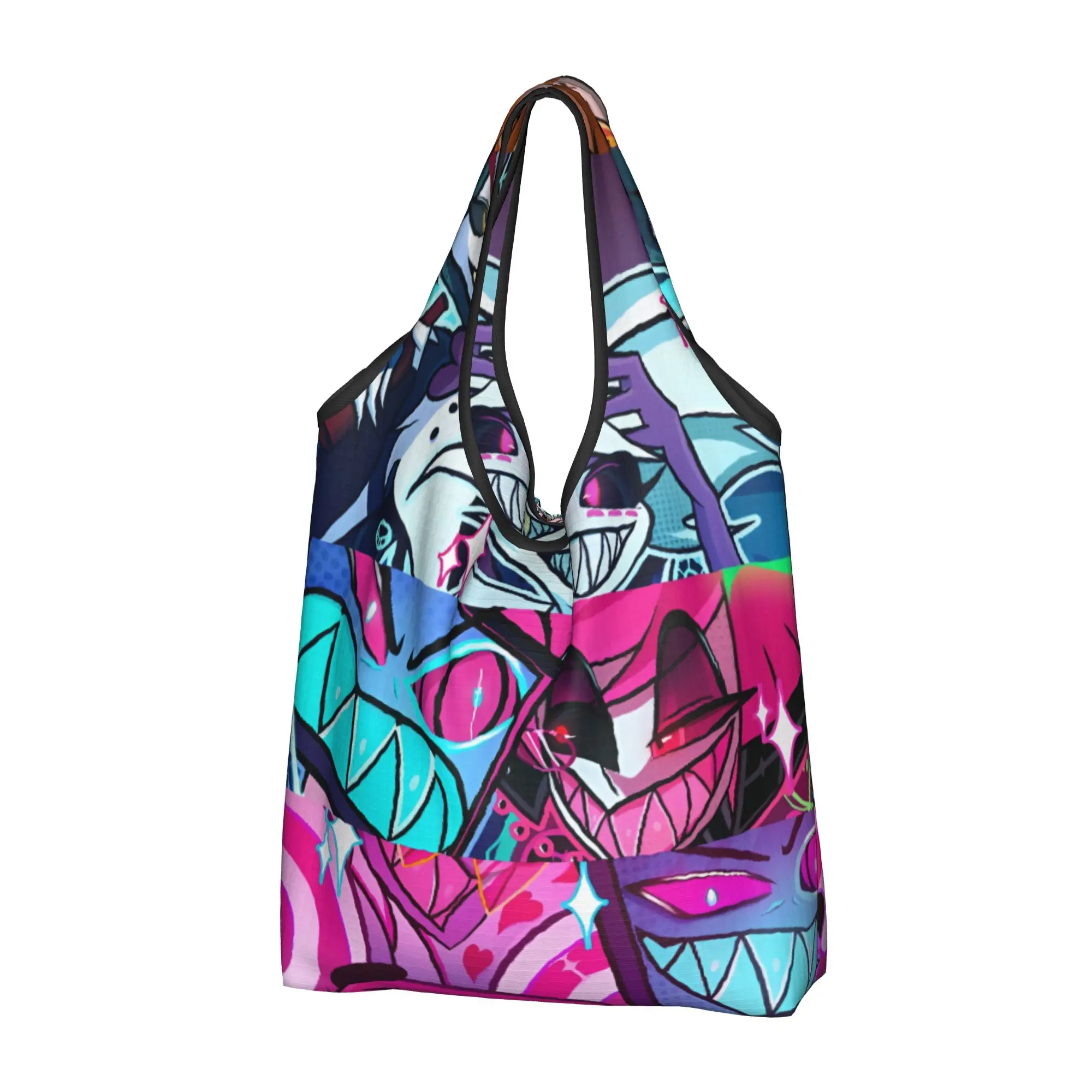 Classic H-Hazbins Anime Cartoons  Groceries Shopping Tote Bag Women Kawaii Comics Shoulder Shopper Bag Large Capacity Handbags