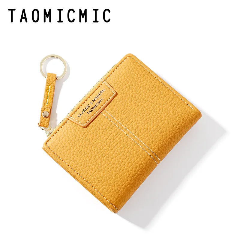 NewFashionable Compact Ladies Wallet Zipper Two-Fold Money Clip Korean Style Multifunctional Coin Purse Simple Design