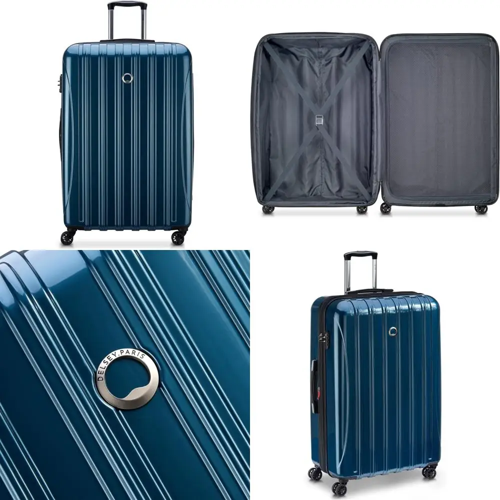 

Большой 28-дюймовый расширяемый чемодан-спиннер с твердой поверхностью бирюзового цвета с аэродинамическим дизайном для путешествий