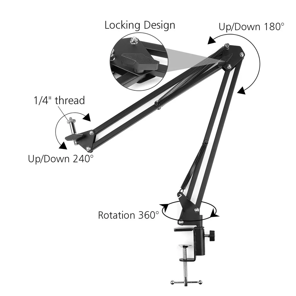 New Phone Camera Arm Tripod Table Stand Photography Adjustable with Phone Holder for Led Ring Light Overhead DSLR Camera Webcam