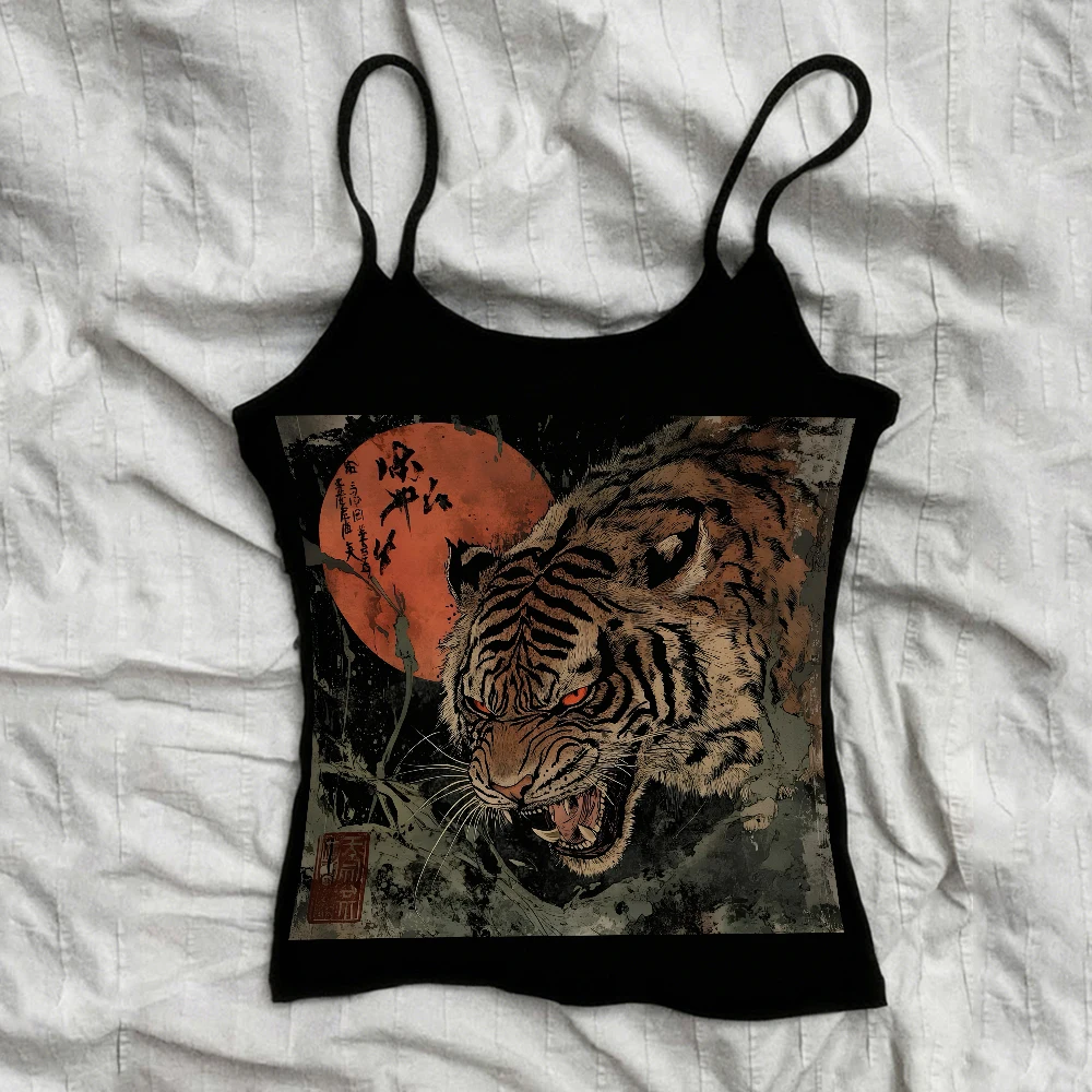 Punk Gothic 90s Vintage Women Corset Tank Top Baby Tee shirt Print Emo Figure Graphics Camisole Top Grunge Crop Tops Y2k Clothes