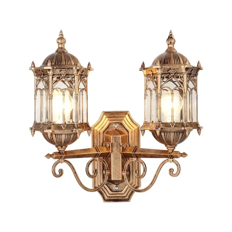 

Door wall double-headed wall lamp outdoor waterproof balcony lamp European garden villa outdoor corridor wall doorpost lamp
