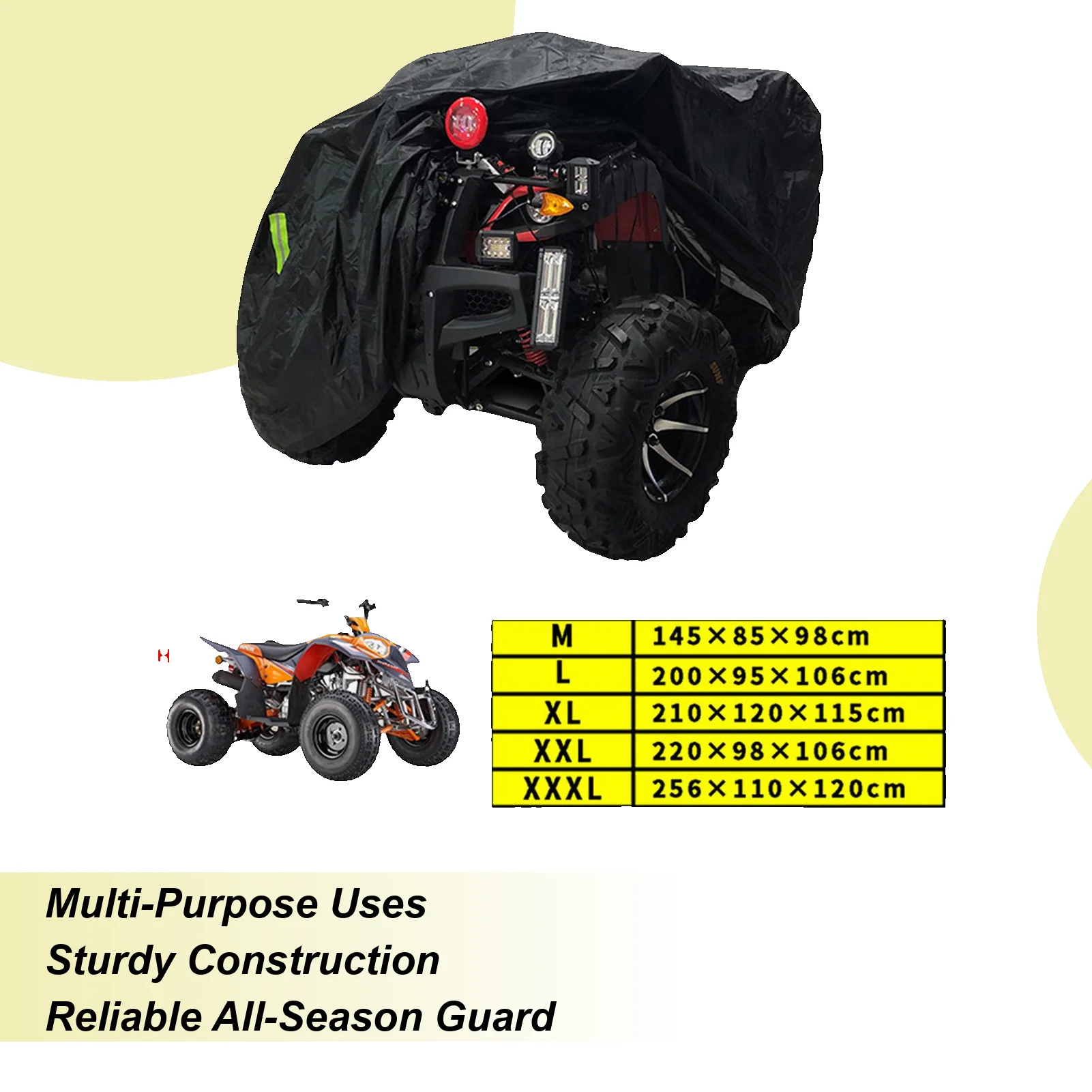 ATV Cover UV Protection Oxford Cloth Protector 4 Wheel Quad Protective Cover Waterproof Dustproof Sunproof UV Protection