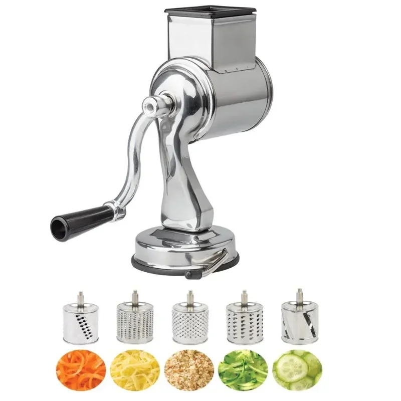 

Grater with Suction Cups and 5 Drums Vegetable Cutter Slicer and Shredder Stainless Steel Kitchen Tools Kitchen Gadgets