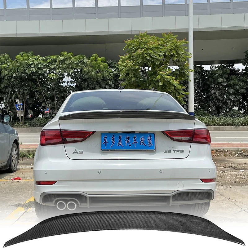 

For AUDI A3 S3 RS3 Limousine 8V Sedan Gloss Black Forged Real Carbon Fiber Rear Spoiler Trunk Wing 2013 14 15 16 17 18 19 2020