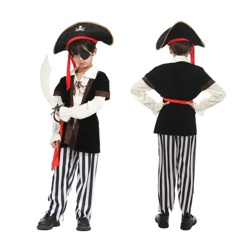 Children's Cosplay Clothing Hat Eye Mask Jack Pirate Captain Boys and Girls Party Performance Sets No Weapon