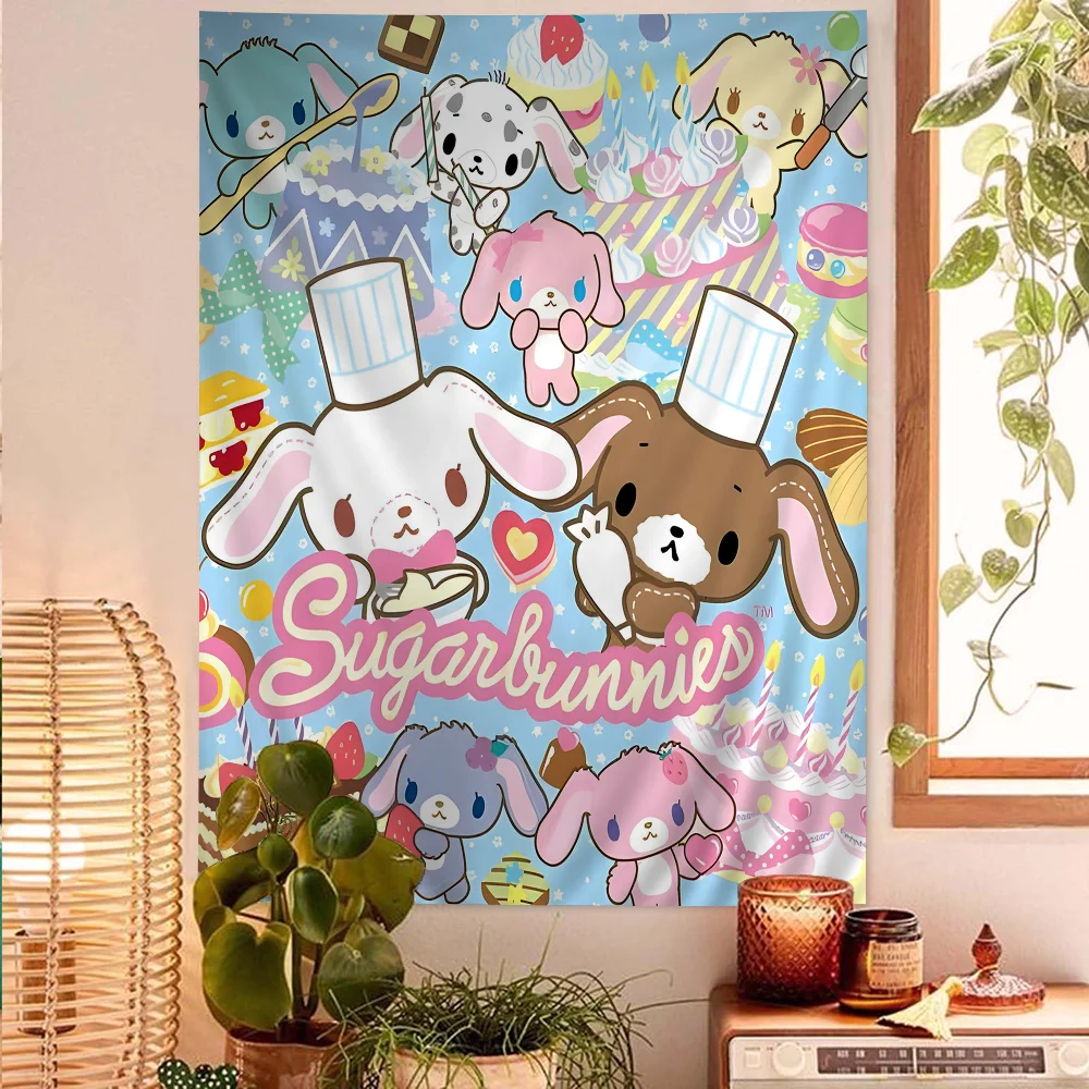 S_sugarbunnies Anime Kawaii Chart Tapestry Bohemian Wall Tapestries Mandala Wall Art Decor