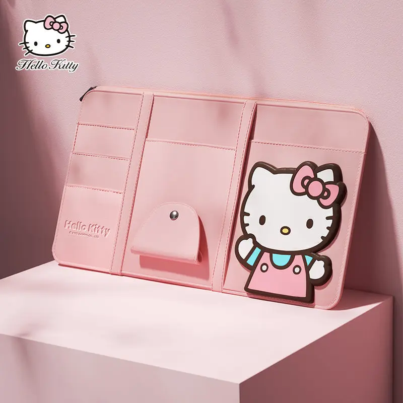 

Cute Sanrio Car Glasses Clip Hello Kittys Kawaii Anime Sun Visor Document Organizer Card Case Glasses Holder Toys for Girls Gift