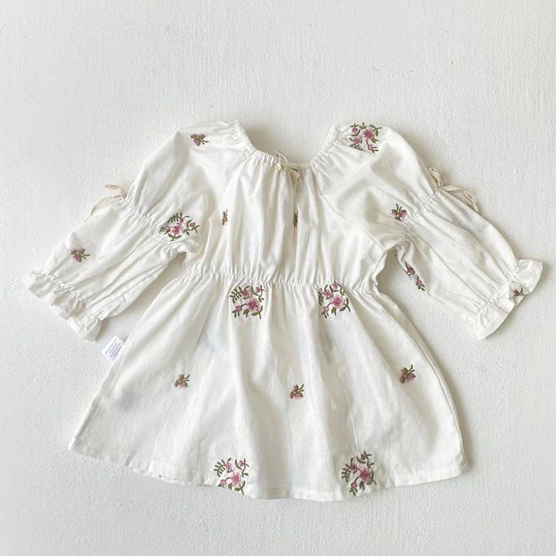 2024 New Autumn Sister Clothes Kids Princess Dress Newborn Baby Girls Party Dress Long Sleeved Embroidery Infant Baby Bodysuits