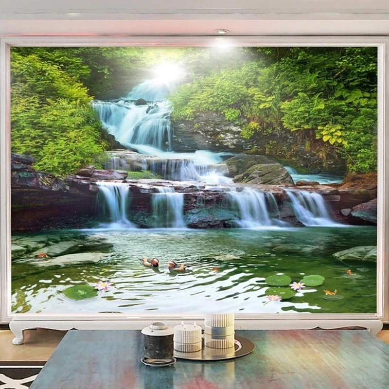 

Custom Mural Wallpaper 3D Waterfall Nature Landscape Painting Living Room TV Sofa Bedroom Study Home Decor Papers 3 D