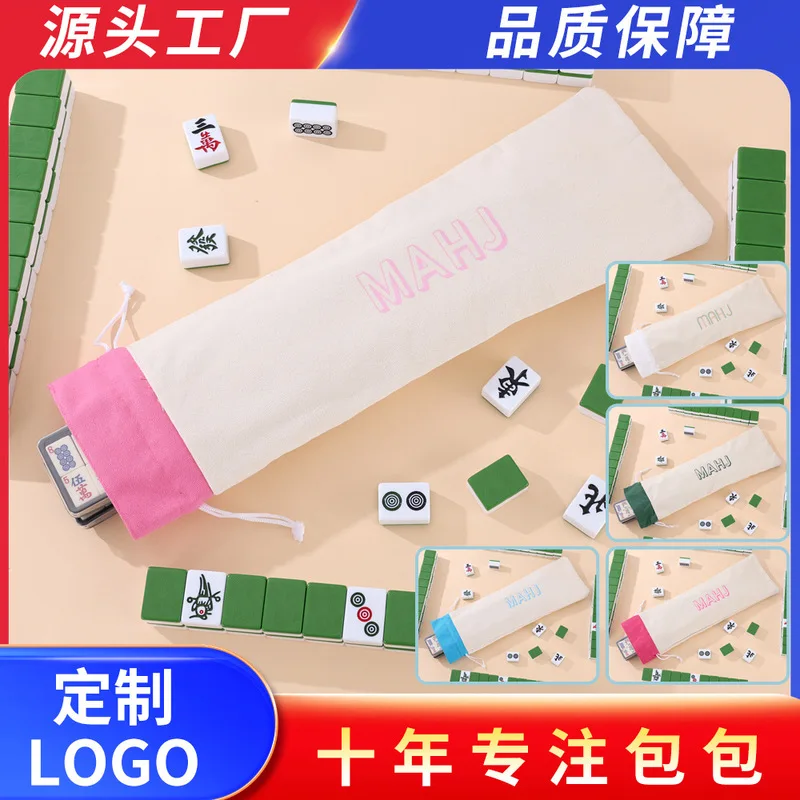 Mahjong set storage bag, portable multifunctional measuring tape and makeup storage bag with letter print